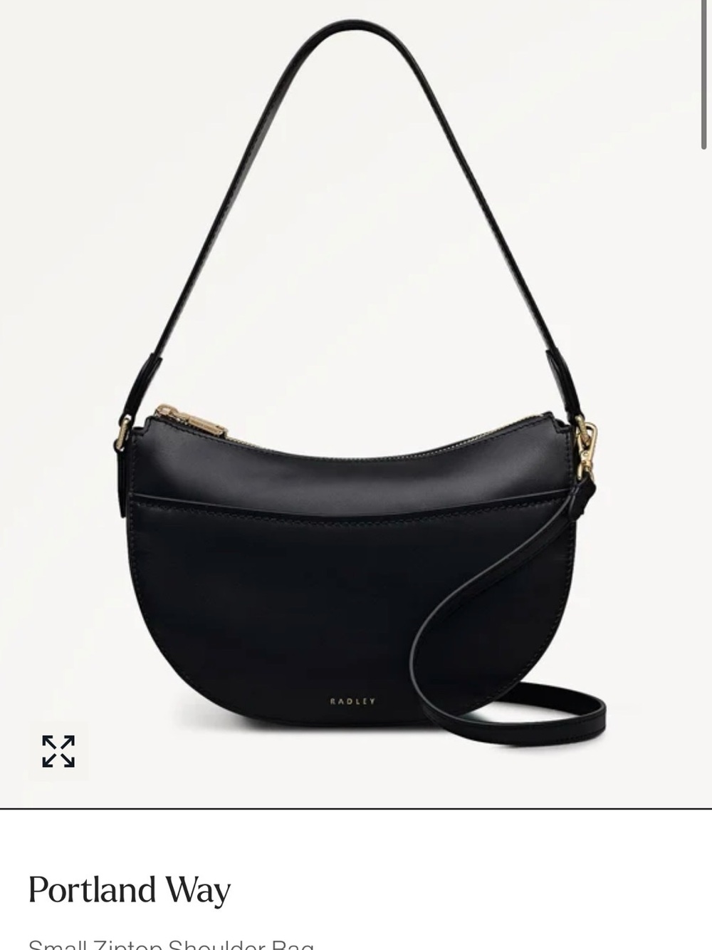 RADLEY LONDON Black Crescent Shoulder Bag with Gold Hardware - LIKE NEW